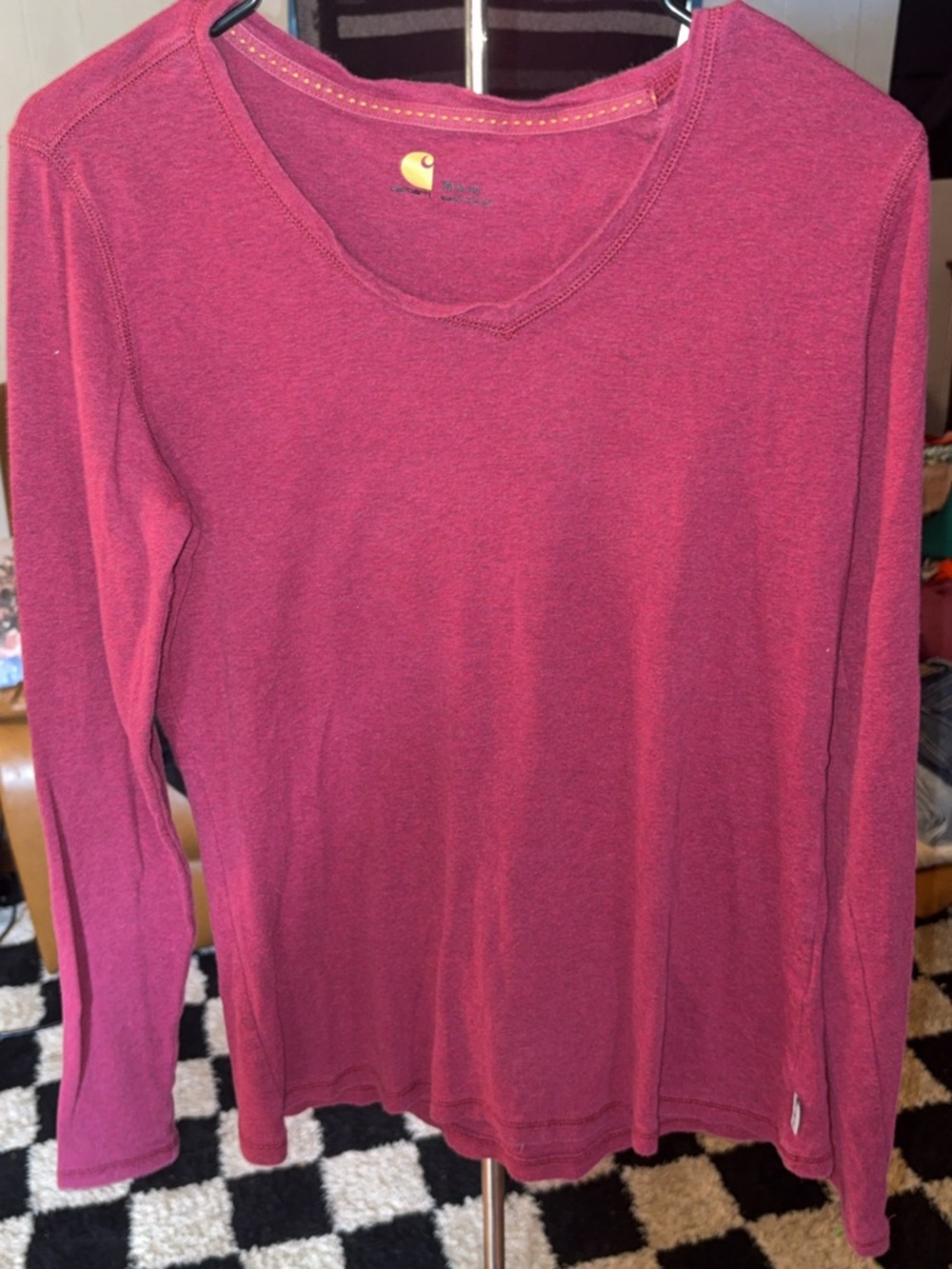 Carhartt Women's Long Sleeve V-Neck Top - Raspberry Pink